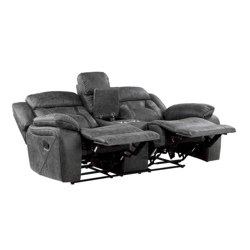 Amie Gray Microfiber Reclining Love Seat
