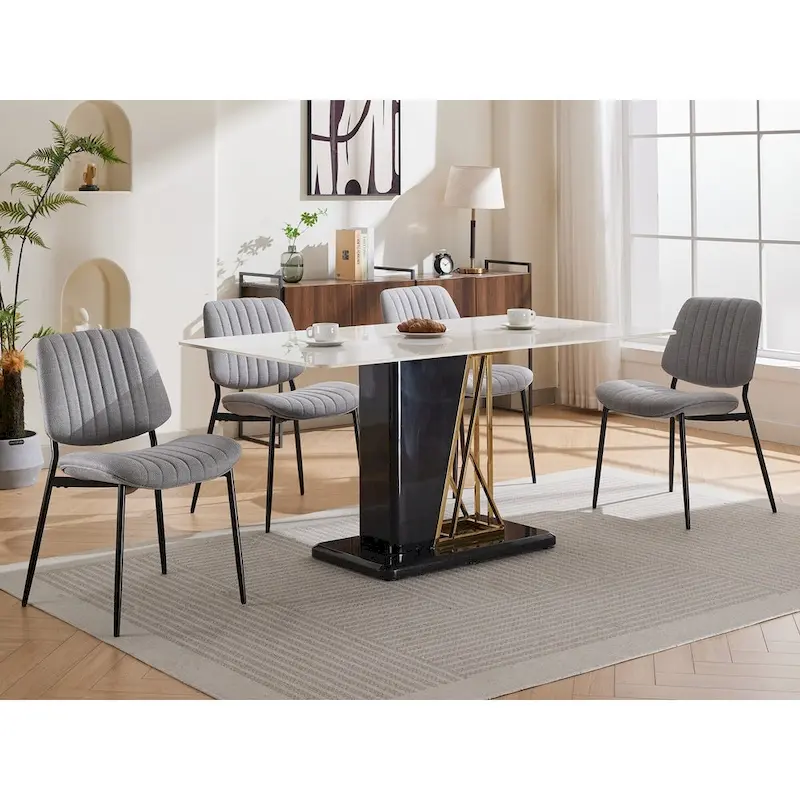 GDFStudio Modern Armless Upholstered Dining Chairs with Metal Legs
