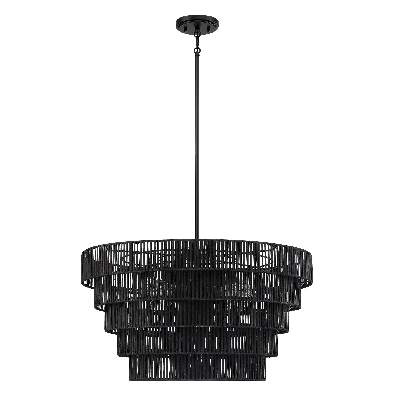 Piersan 5-Light Modern Bohemian Chandelier with Tiered Rattan Shade - 26 in. W