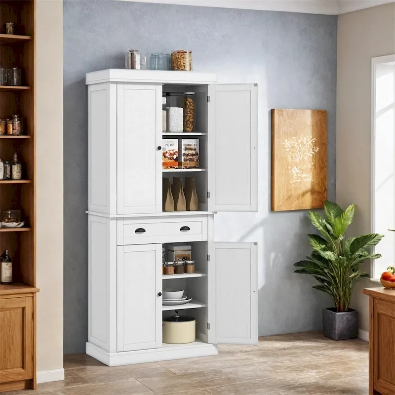 72.5 Kitchen Pantry Cabinet,Traditional Freestanding Storage Cabinet