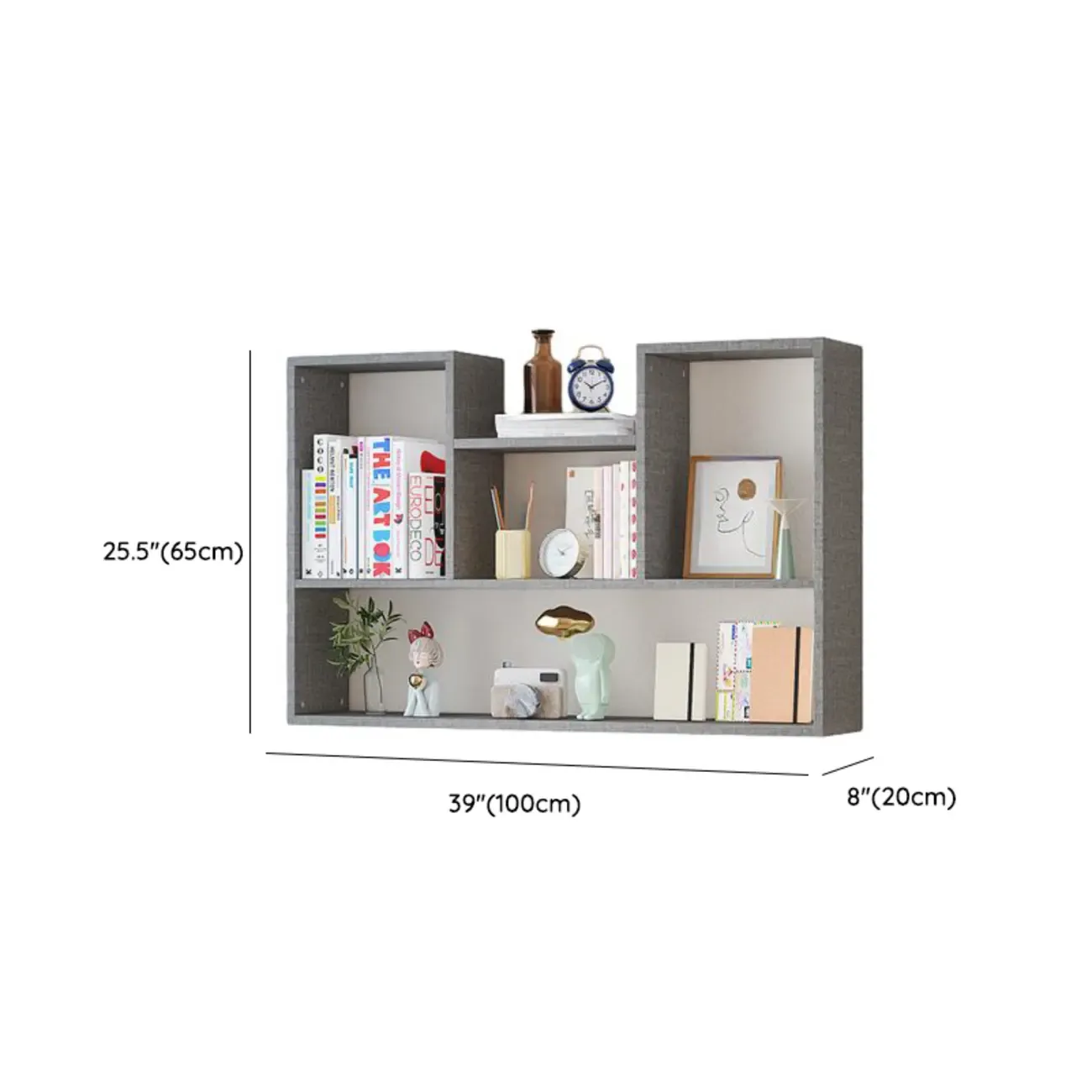 Modern Wooden 3-Tier Open Back Wall-Mounted Bookcase