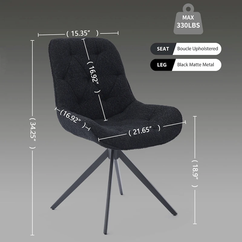 XINMICS Swivel Dining Chairs, Boucle Upholstered Accent Chairs Living Room Chairs Desk Office Arm Chair