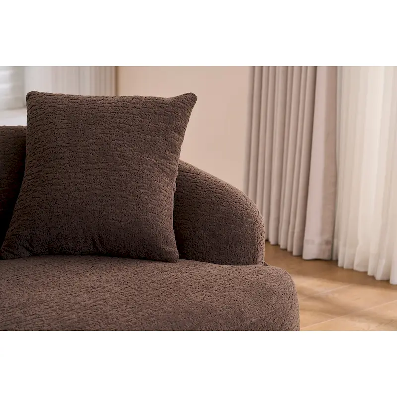 98.4 Chenille L-Shaped 3-Seater Sofa with Chaise Lounge and 4 Pillows