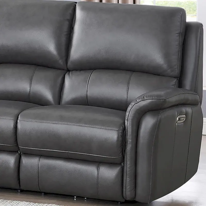 Hydeline Erindale Zero Gravity Power Recline and Headrest Top Grain Leather Sofa