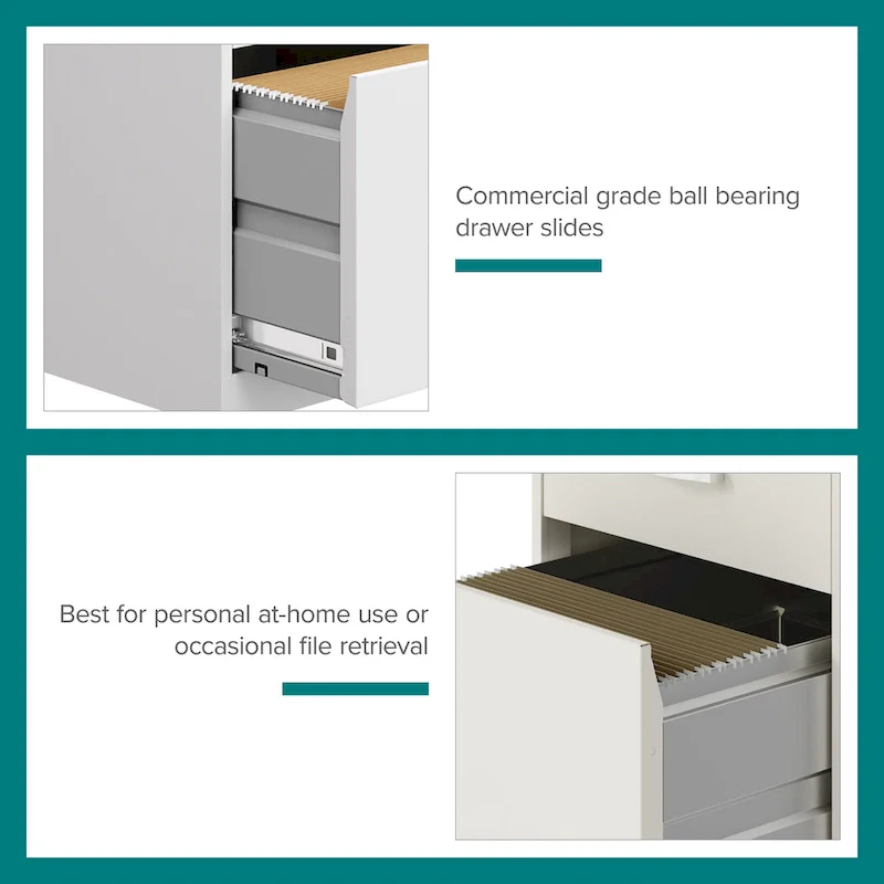 18 Deep 3 Drawer Mobile Metal Cabinet, Pearl White