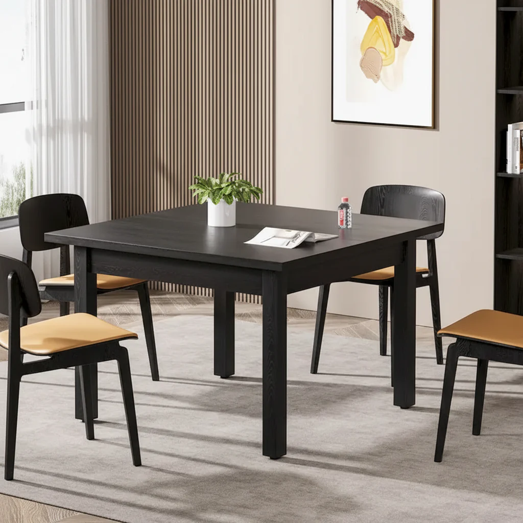 39.4 Square Dining Table with Solid Wood Legs for 4, Small Kitchen Tables for Dining Room