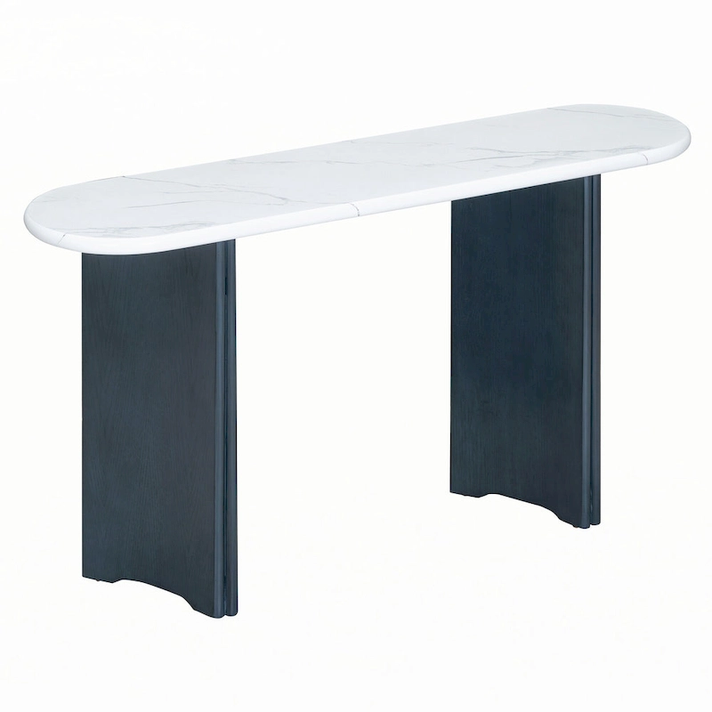 Narrow Console Table, Entryway Table,Navy+White