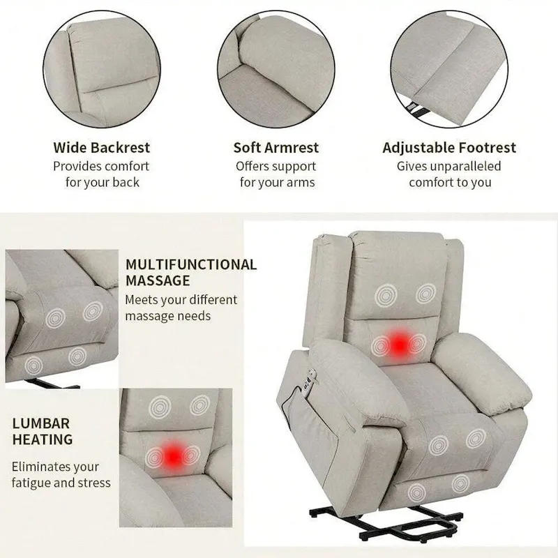 Electric Massage Power Recliner Chair, Multi-function Lifting, Timing