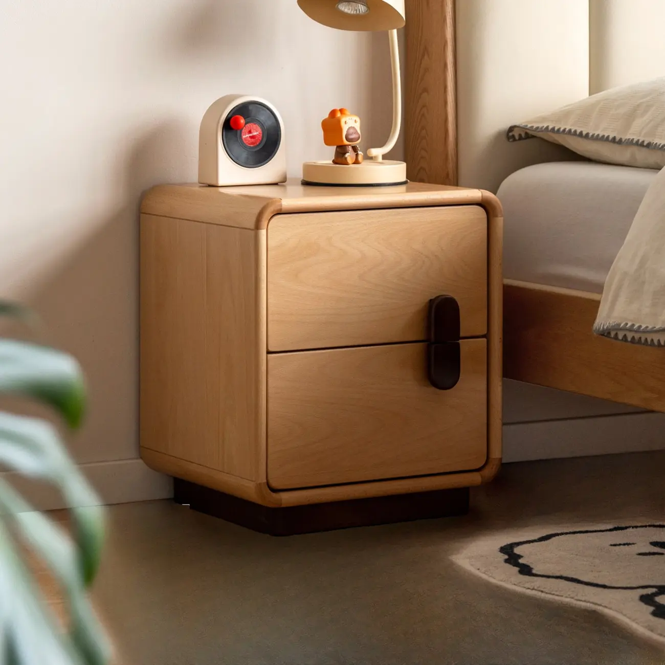 Cubic Modern 2-Drawer Wood Small Nightstand