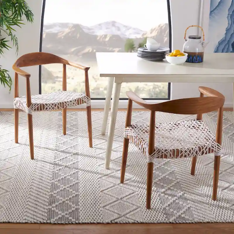 SAFAVIEH Therese Leather Woven Accent Chair - 25 W x 20.9 L x 30.9 H - 25Wx21Dx31H