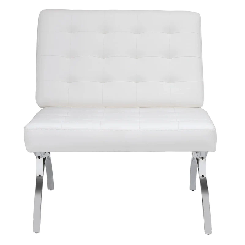 Newel Modern Blended Leather and Chrome Metal Frame Mid Century Accent Chair