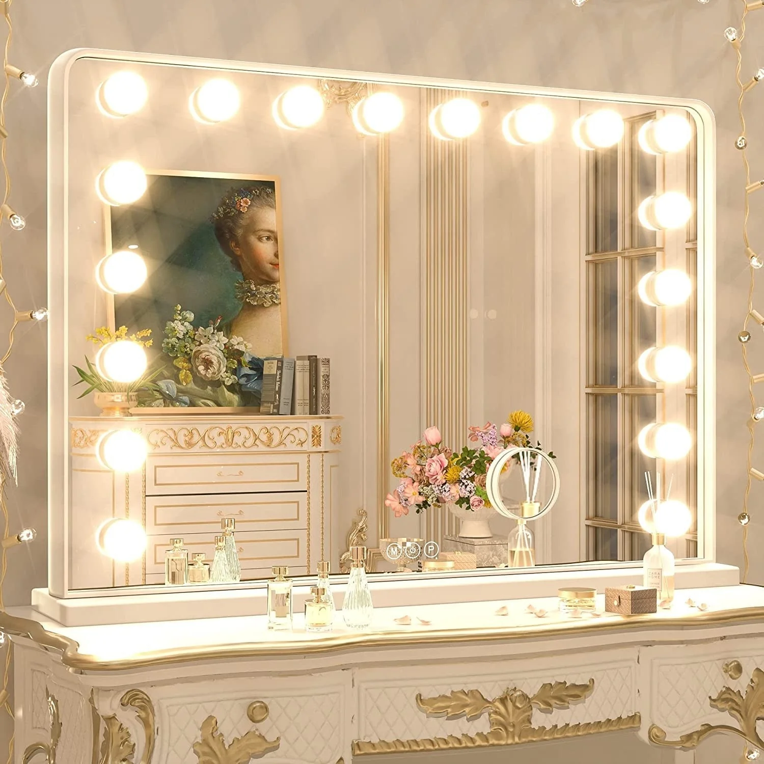 Keonjinn LED Makeup Hollywood Vanity Mirror with 15/18 LED Lights