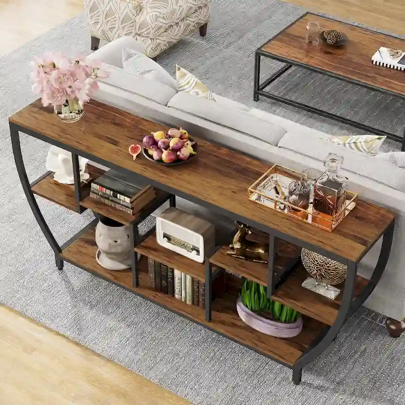 70.9 Inch Extra Long Console Table with Shelves,Sofa Console Table