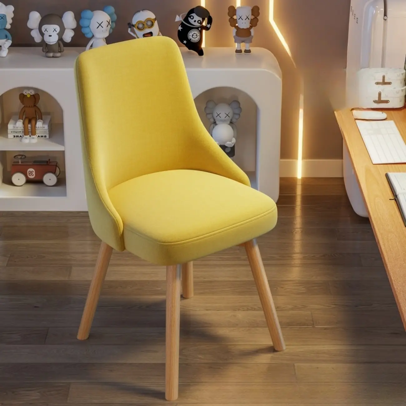 White Fabric Upholstered Solid Back Dining Chair