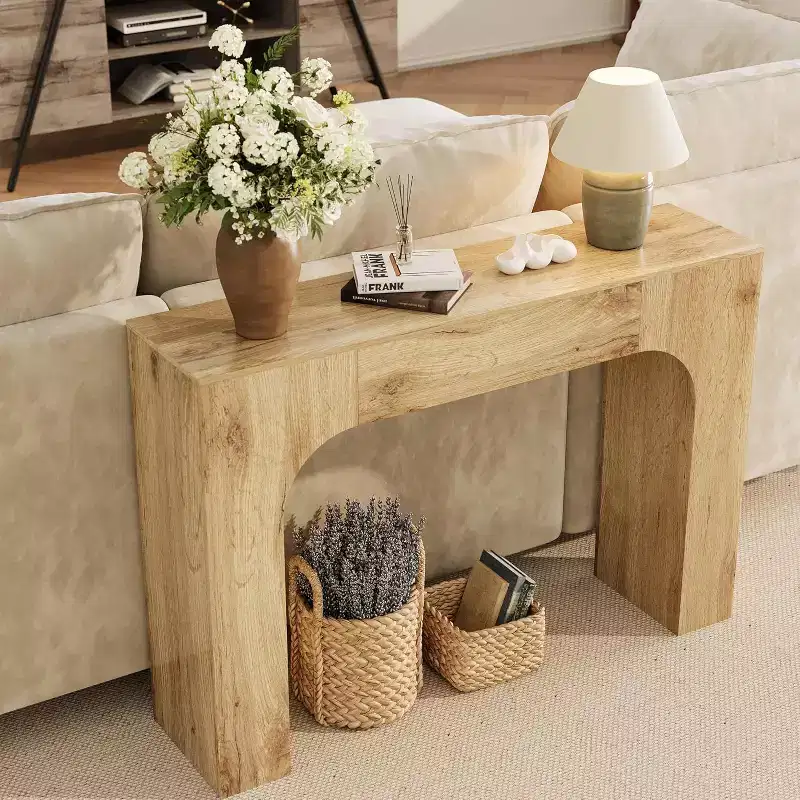 Brown Farmhouse Console Table, Rectangular, Single