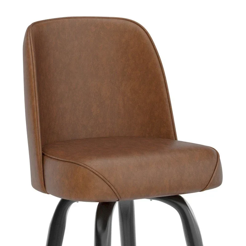 Metal Barstool with Swivel Vinyl Upholstered Bucket Seat and Footrest - 18.5D x 18.5W x 42.5H