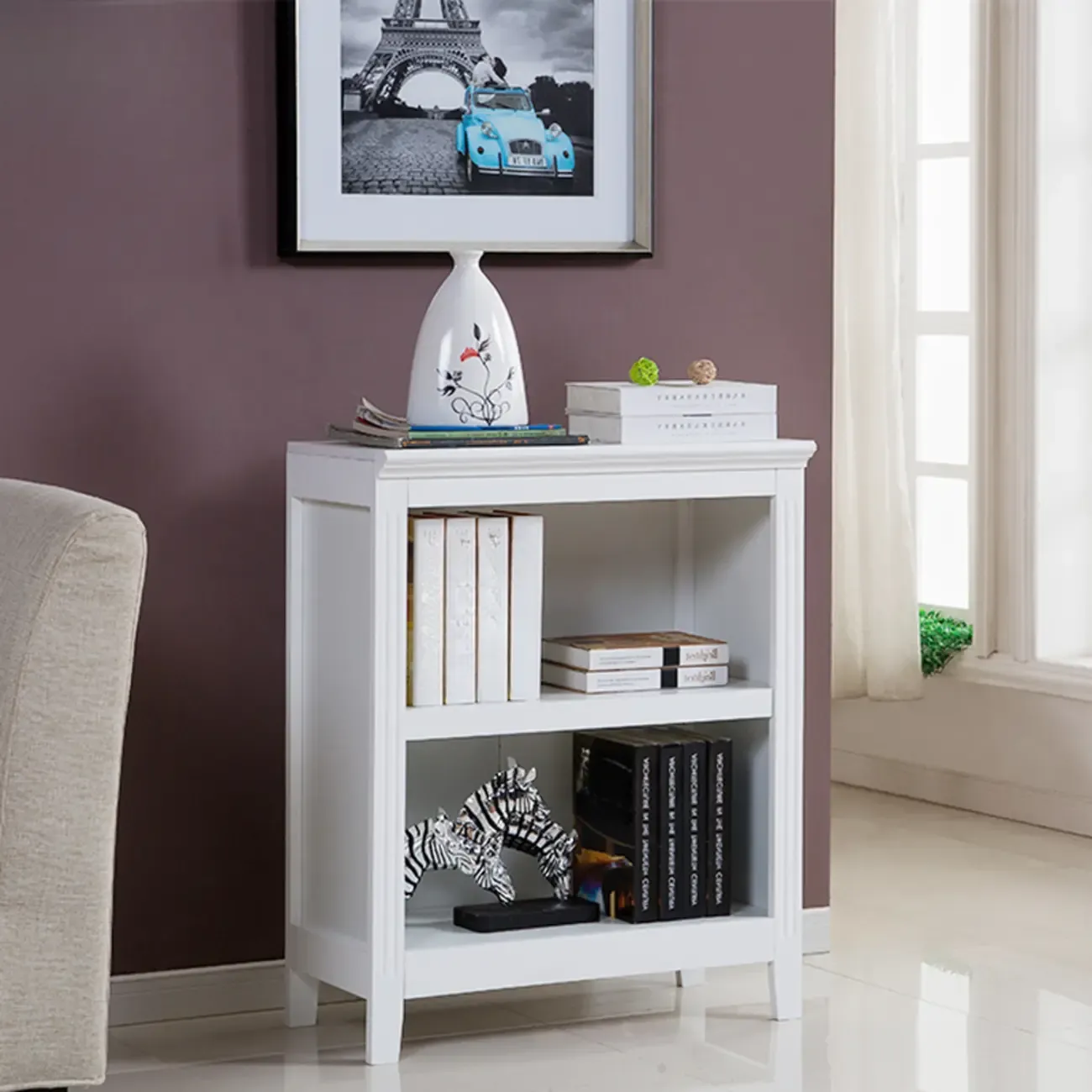 Classic Birch Wood 5-Tier Vertical Barrister Bookcase