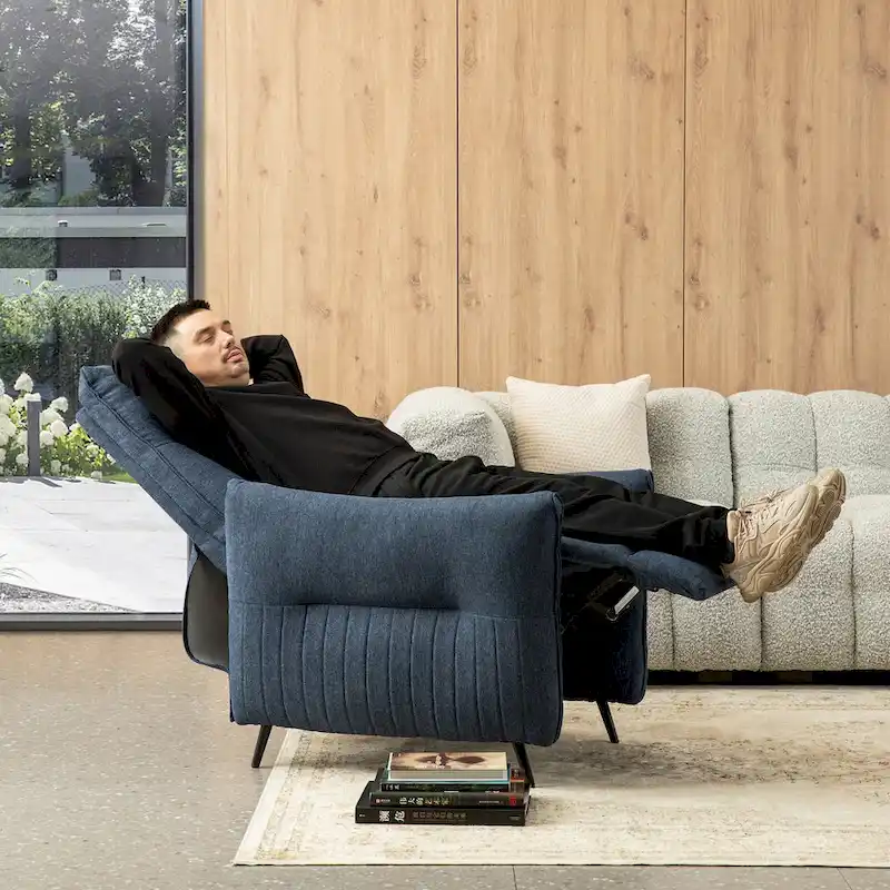 Glitzhome 41H Fabric Push Back Recliner With Ergonomic Segmented Back