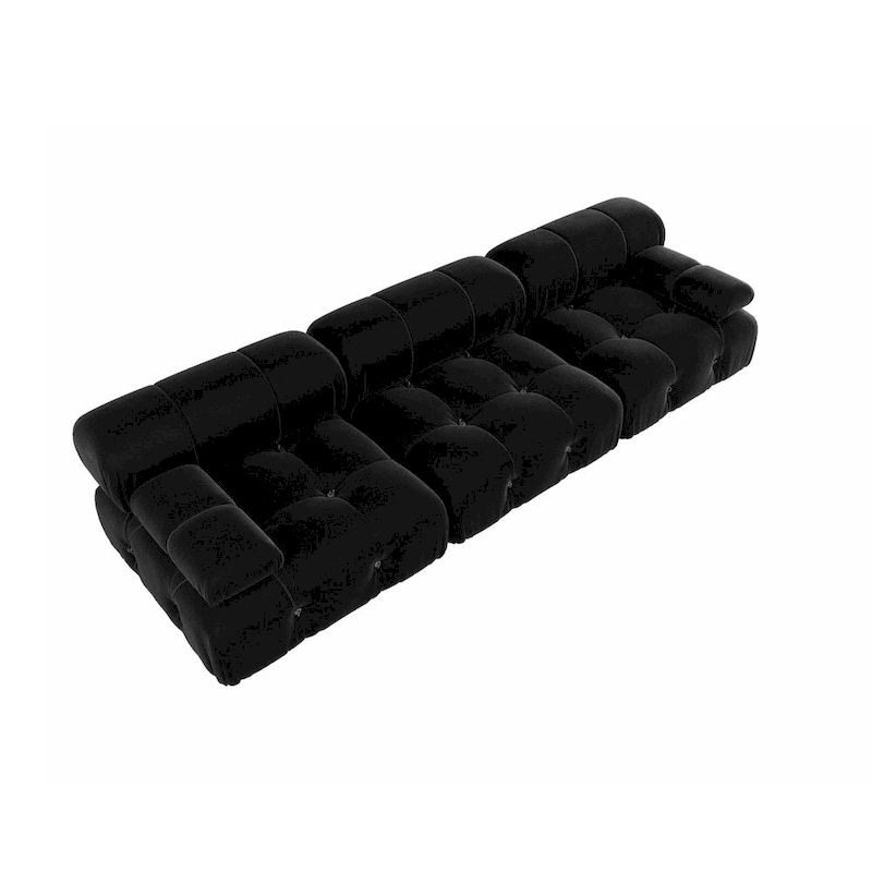 Black Velvet Upholstered Sectional Sofa