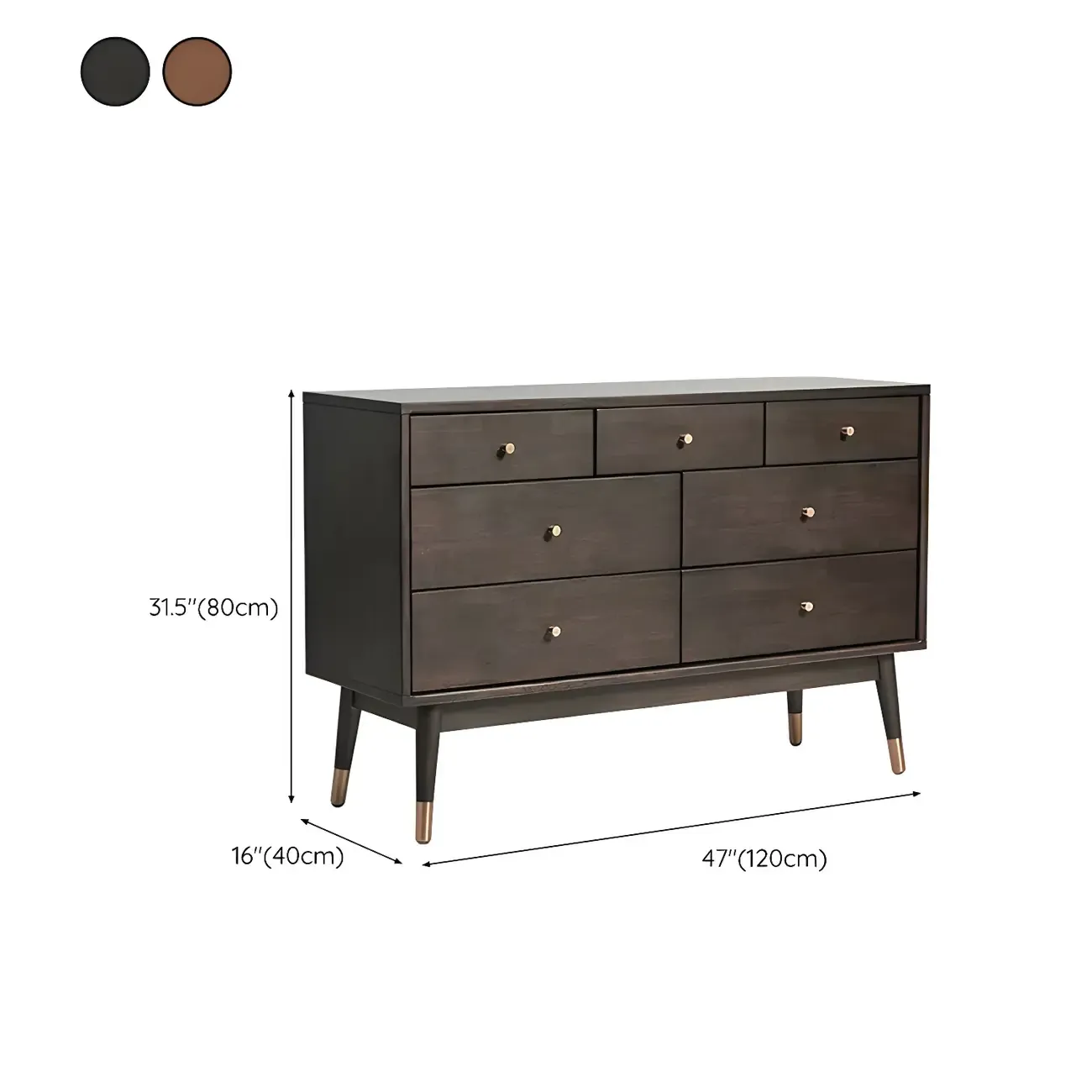 Stylish Wooden Dressers with Gold Accents and Drawers