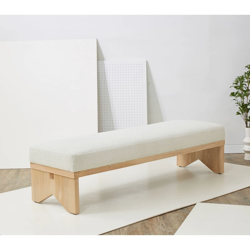 SAFAVIEH Couture Boris Mid-Century Modern Bench - 62.4 In. W x 19.7 In. D x 16.5 In. H - 62Wx20Dx17H