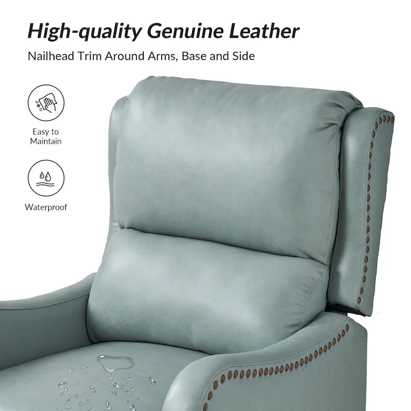 Brigida Modern Genuine Leather Nailhead Trim Recliner with Adjustable Footrest Set of 2 by HULALA HOME