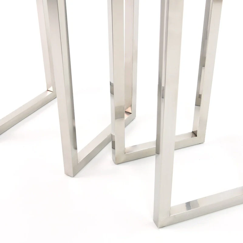 Empire Art Direct Silver Faux Lizard Leather Tall Nesting Tables (Set of 2) - 12 x 38