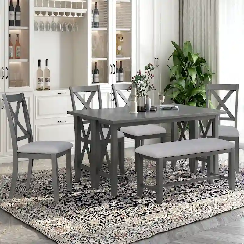 Foldable Multifunctional Dining Table and Chair Sets Home Party Dining Table and Chair Sets with X Shape Table Legs for Kitchen