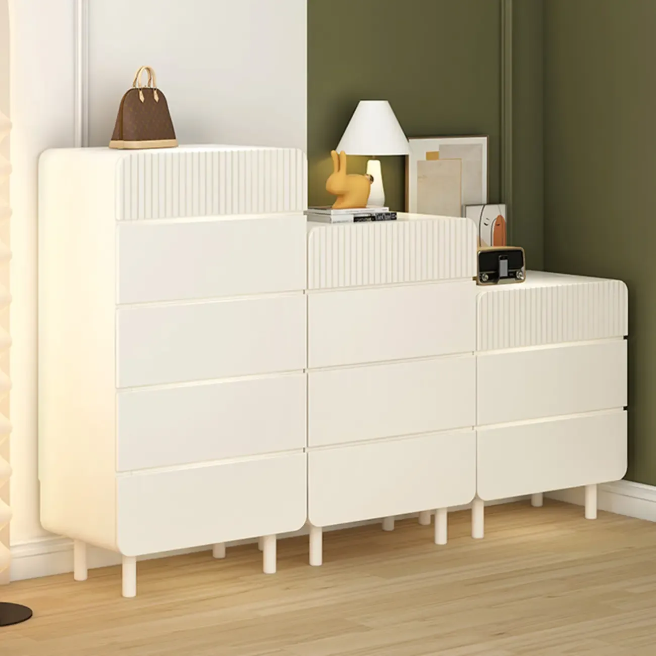 Versatile Modern White Accent Chest with Waterproof Design