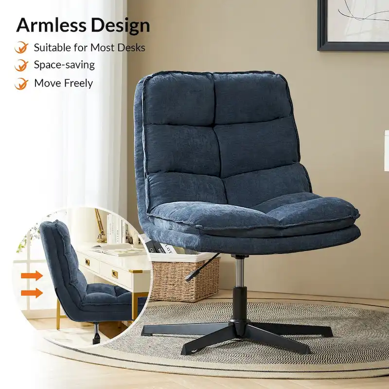 Joaquin Modern Armless 0ffice Chair Tufted 360Swivel With Upholstered by HULALA HOME