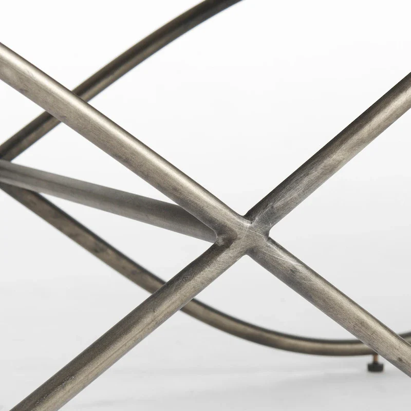 Ayla Gray Fabric Seat w/ Dark Nickel Metal Frame Bench