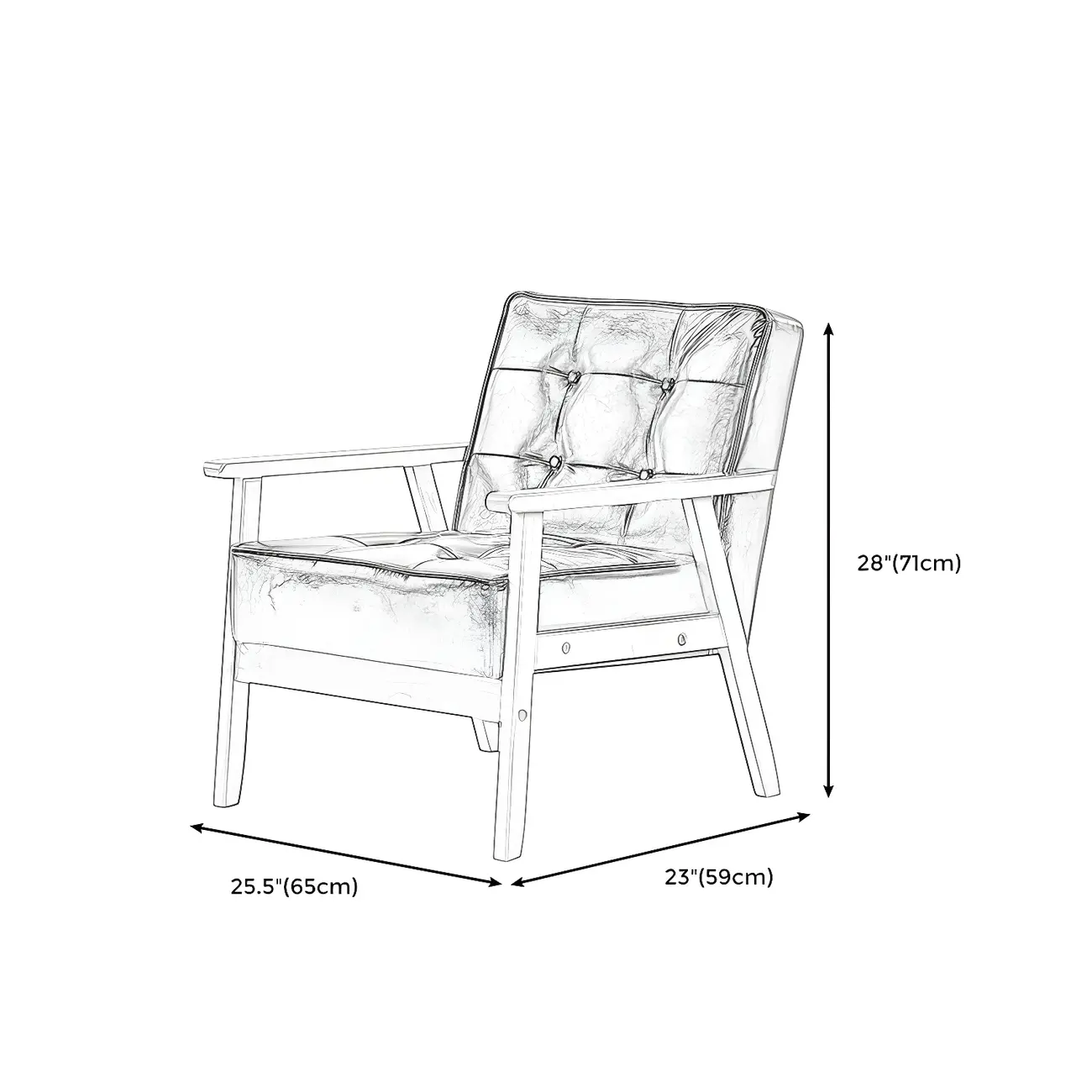Modern Leather Tufted Accent Chair with Wood Frame