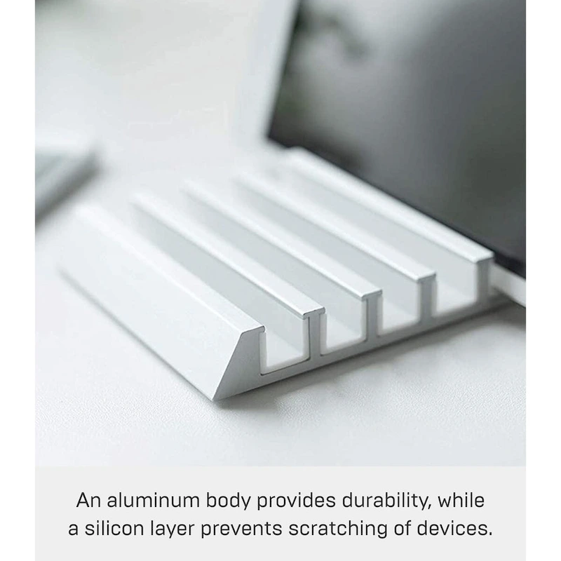 Yamazaki Home Phone and Tablet Stand - Aluminum, Aluminum - L 5.12 x W 3.94 x H 0.71 inches