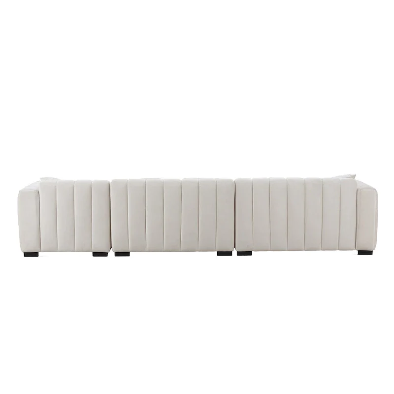 Channel Tufted Sofa Velvet Upholstered Left Chaise Modular Sofa
