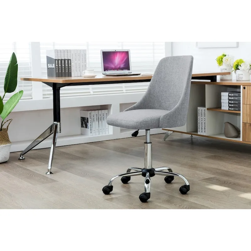 Porthos Home Roache Fabric Upholstered Office Chair with Chrome Base