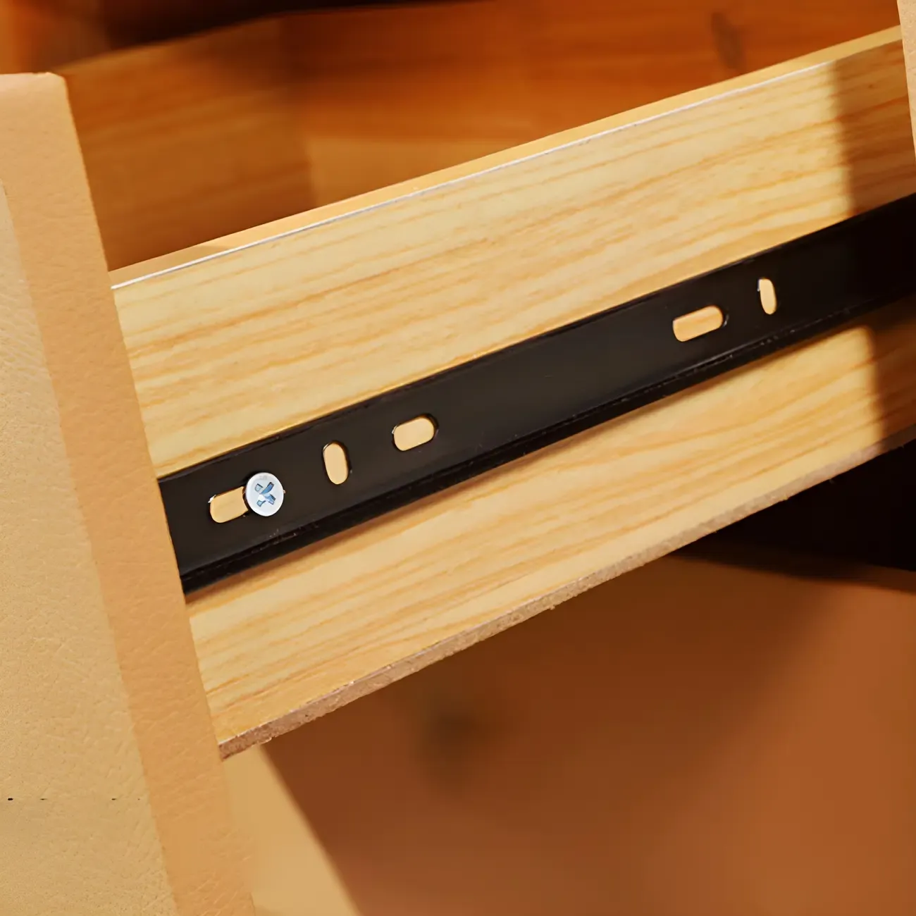 Stylish Narrow Faux Leather Bedside Table with 2 Drawers