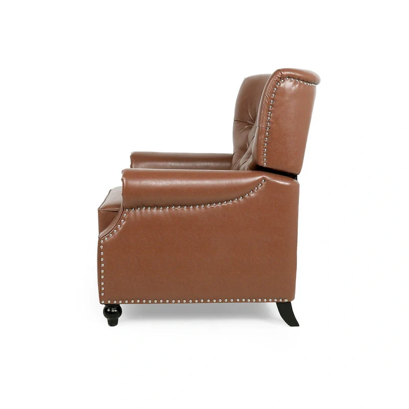 Push Back Recliner, Footrest, Button Back, Nailhead Trim