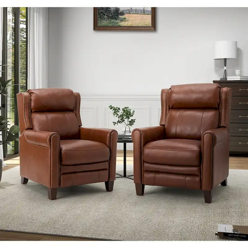 Felisa 32.48  Wide Genuine Leather Manual Recline Set of 2