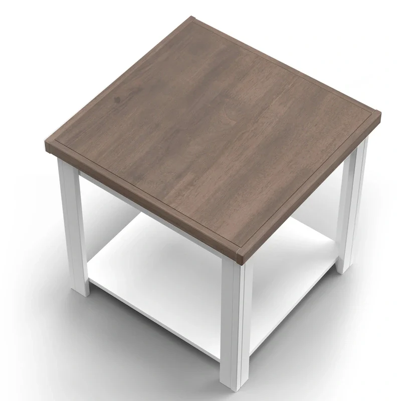 Modern Farmhouse Style 24-Inch Side Table — No Assembly Required, Two-Tone Finish