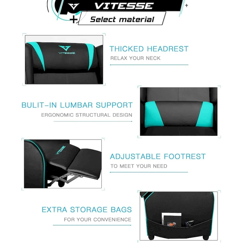 BOSSIN Gaming Recliner Chair Racing Style High Back Chair Living Room Recliners Theater Seating