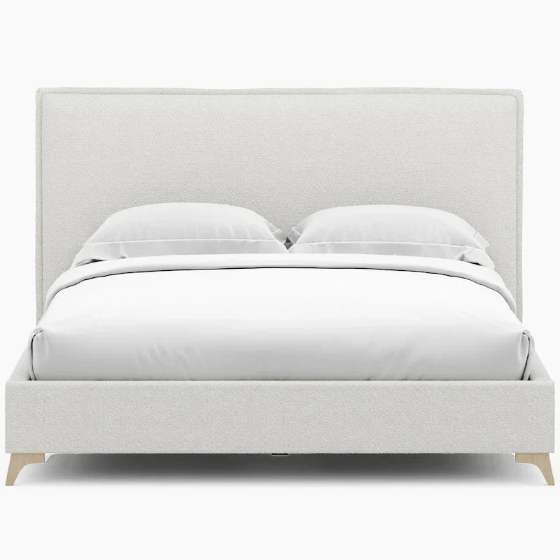 Lottie Cream Boucle Upholstered Queen Platform Bed Frame