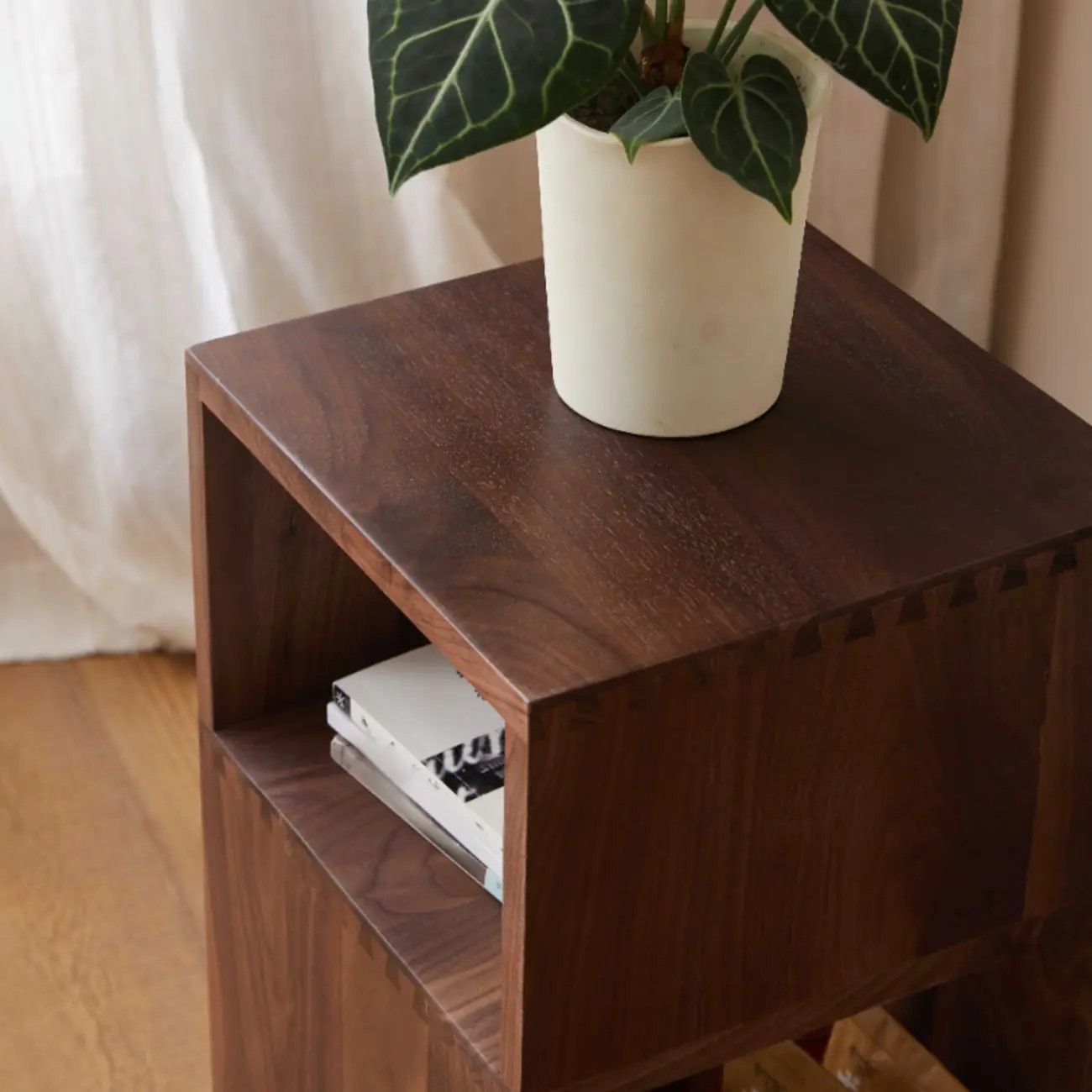 Timeless Rectangular Wooden 360° Rotating Side Table