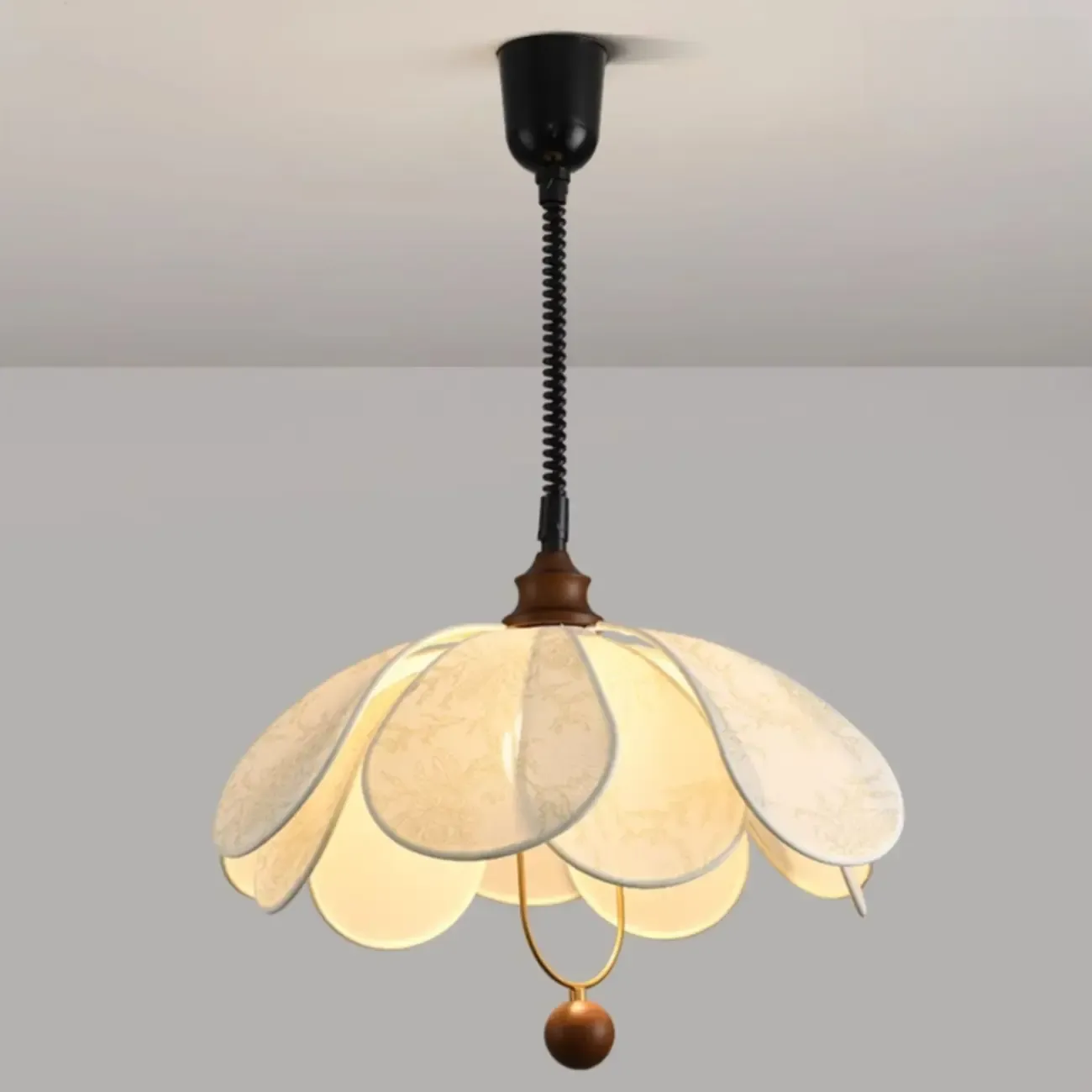 Art Deco Fabric Petal Blossom Hanging Pendant Light Fixture