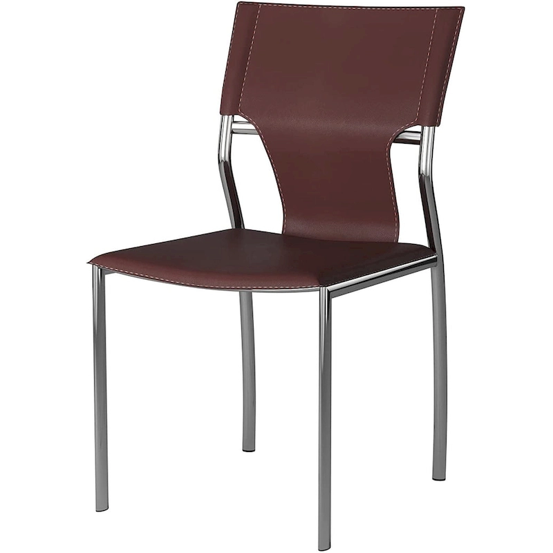 Dining Leather with Protective Coating Chair, Chrome Legs, Set of 4