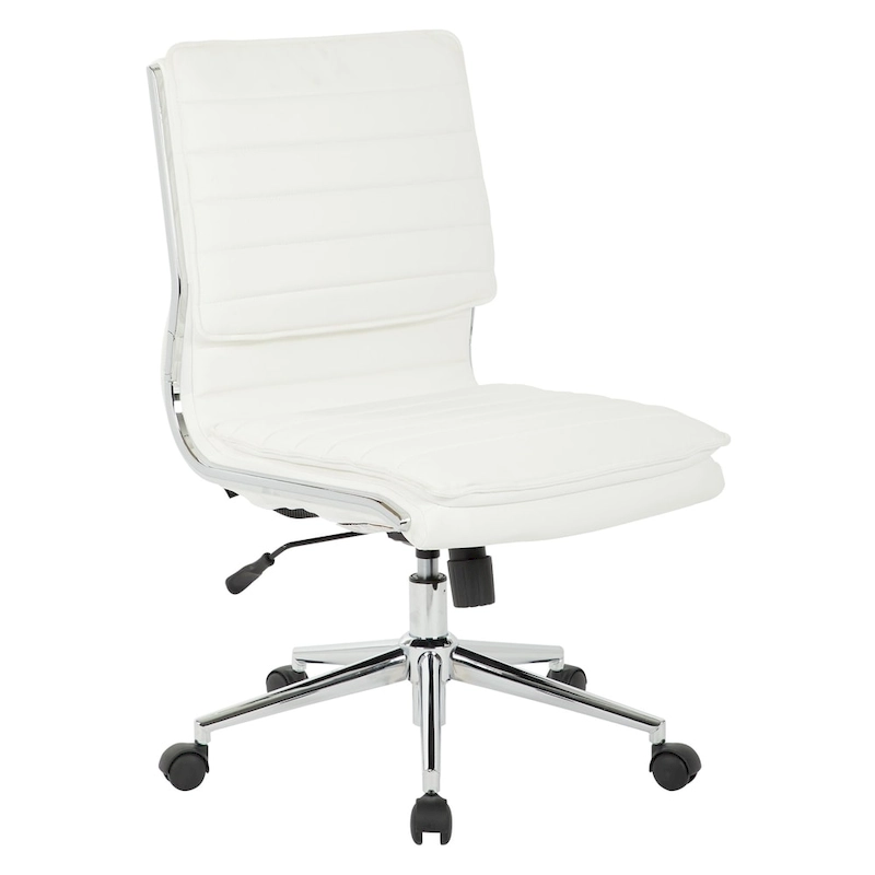 Armless Mid Back Professional Managers Faux Leather Chair with Chrome Base