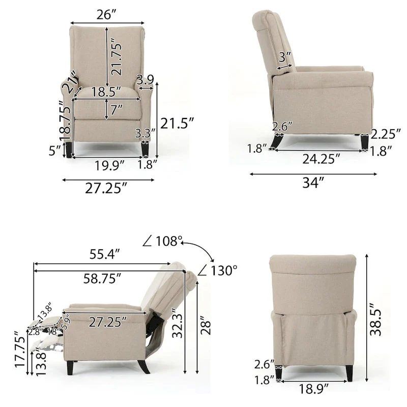 Traditional Fabric Recliner