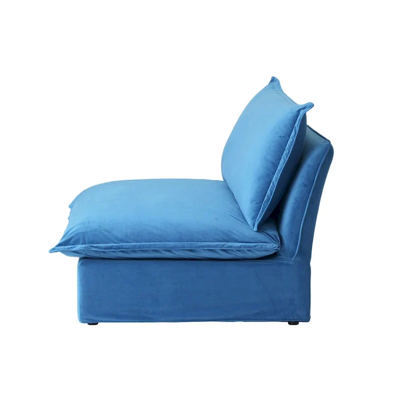 Modular Sectional Sofa Couch, 162.98 Velvet L-Shape Sofa with Ottoman