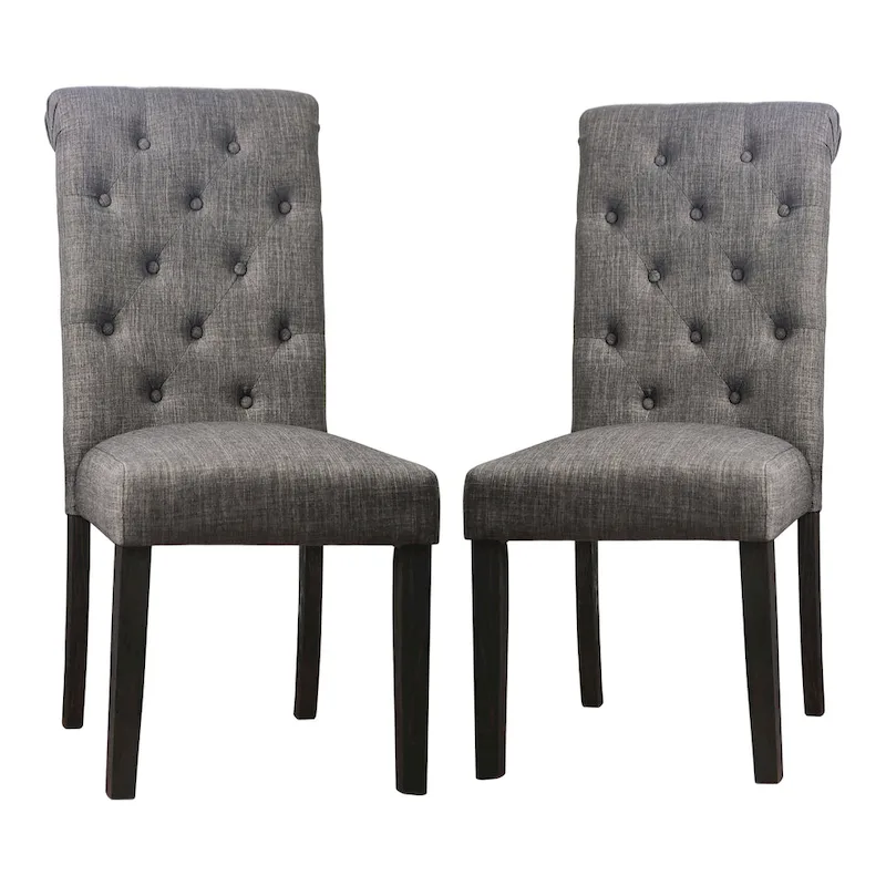 Brec Farmhouse Marble Top 5-Piece Round Dining Table Set with Tufted Chairs by Furniture of America