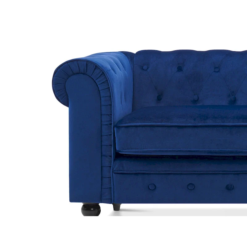 Modern Quilted Club Sofa with Oak Legs