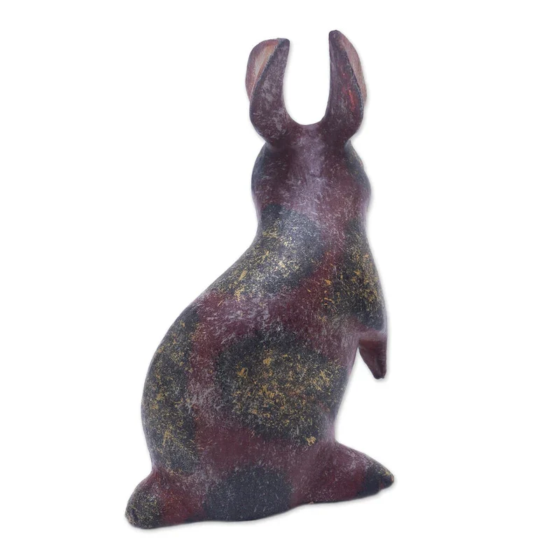 Novica Handmade Curious Bunny Wood Figurine